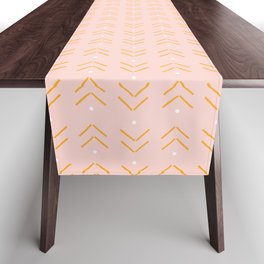 Arrow Geometric Pattern 9 in Pale Pink Mustard Yellow Table Runner