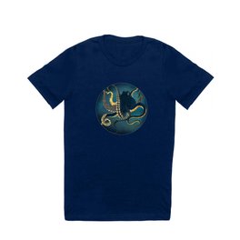 Metallic Octopus IV T Shirt | Ocean, Marine, Indigo, Underwater, Sea, Contemporary, Nature, Digital, Water, Tentacles 
