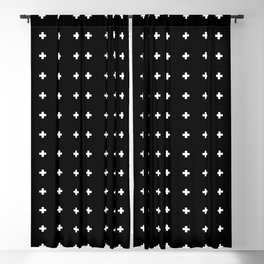 Swiss Cross Black Small Blackout Curtain