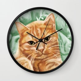 Soft and Purry Orange Tabby Cat Wall Clock