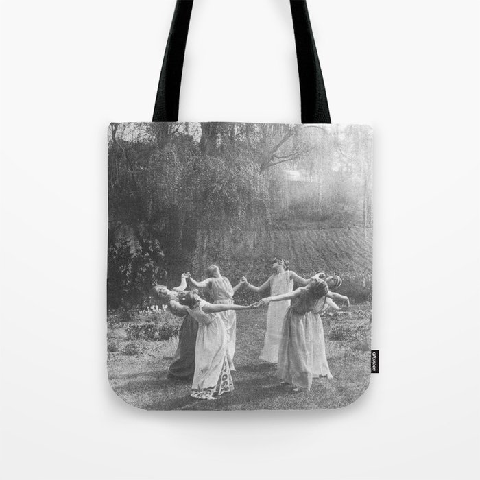Circle Of Witches Vintage Women Dancing Black And White Tote Bag