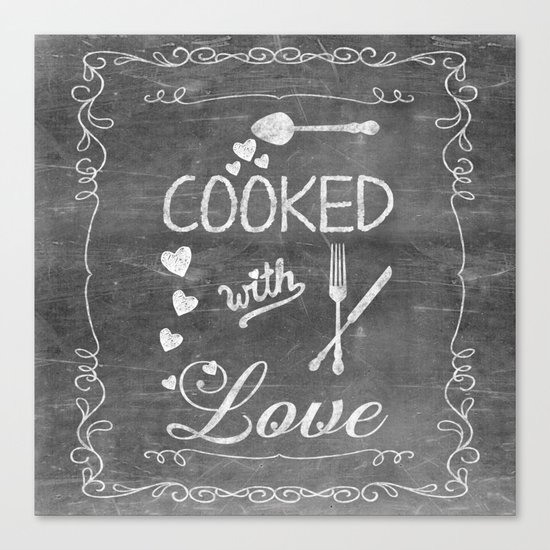 Cooked with Love Retro Chalkboard Sign Canvas Print