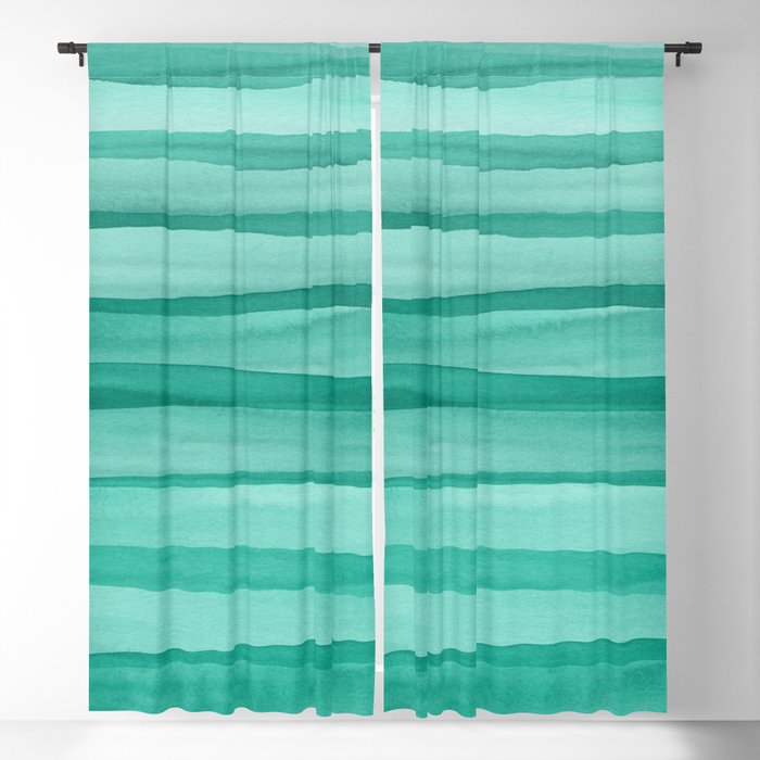Green Watercolor Lines Pattern Blackout Curtain