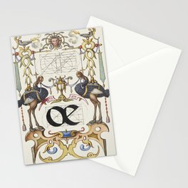 Calligraphic poster with ostriches Stationery Card