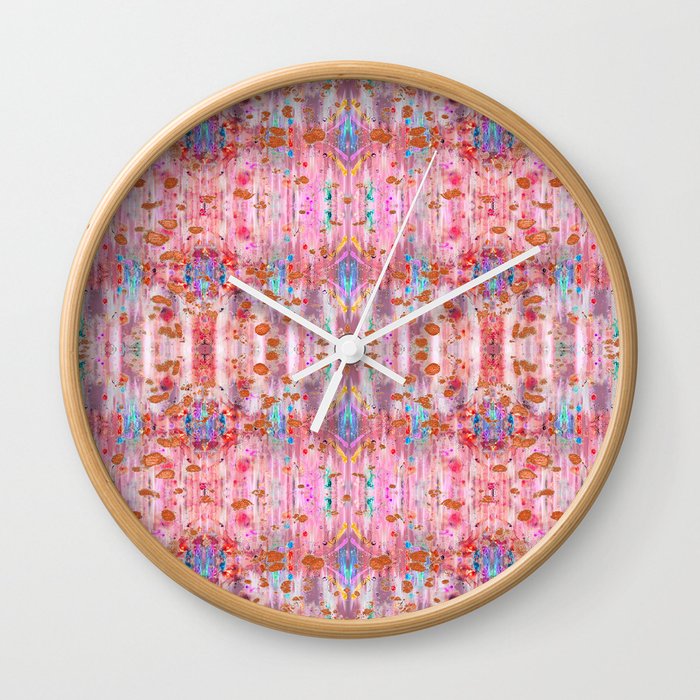 Pretty In Pink Ikat Wall Clock