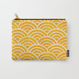 Japanese Seigaiha Wave – Marigold Palette Carry-All Pouch | Yellow, Sunshine, Pattern, Geometric, Japan, Linework, Minimalism, Summer, Curated, Lines 