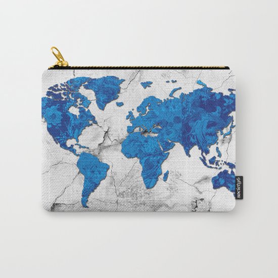 world map marble floral Carry-All Pouch