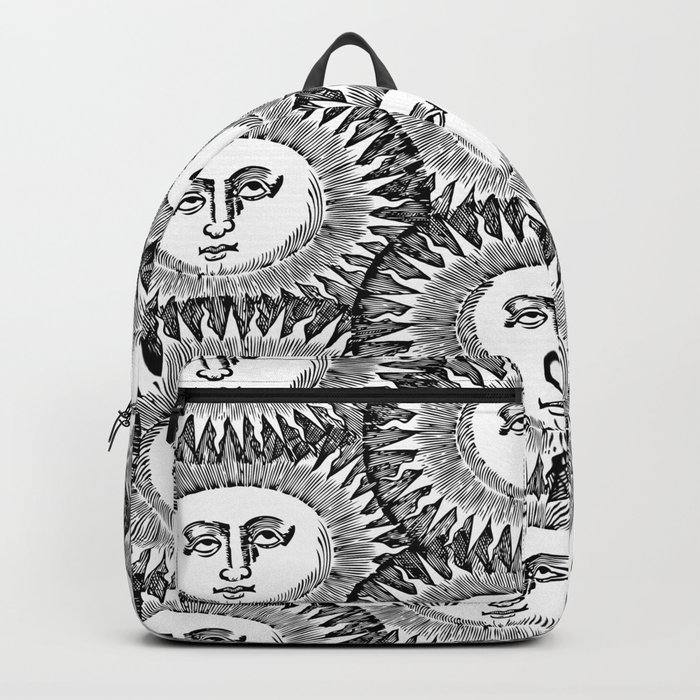 Sun Black and white face illustration  Backpack