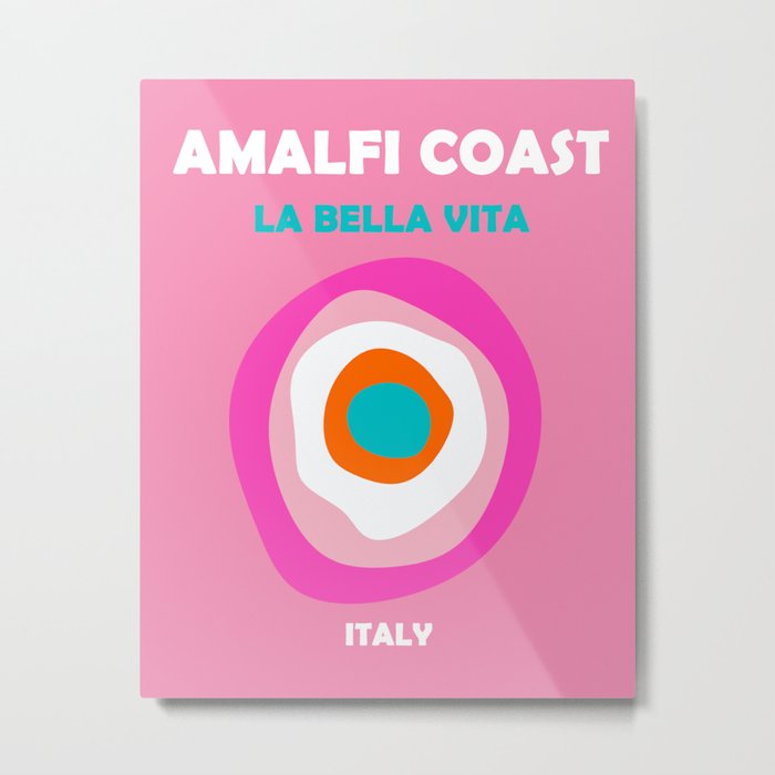 Boho Preppy Travel Poster- Amalfi Coast Metal Print