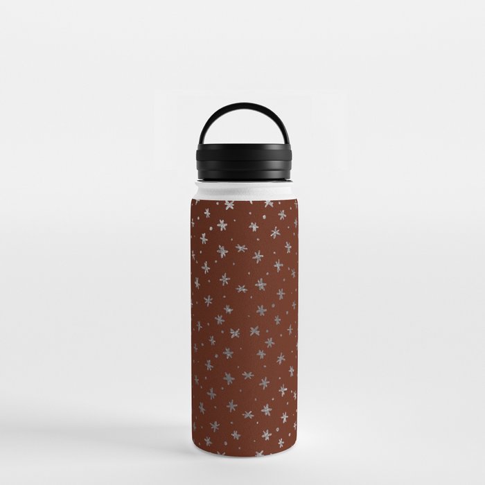Snowflakes and dots - red and silver Water Bottle