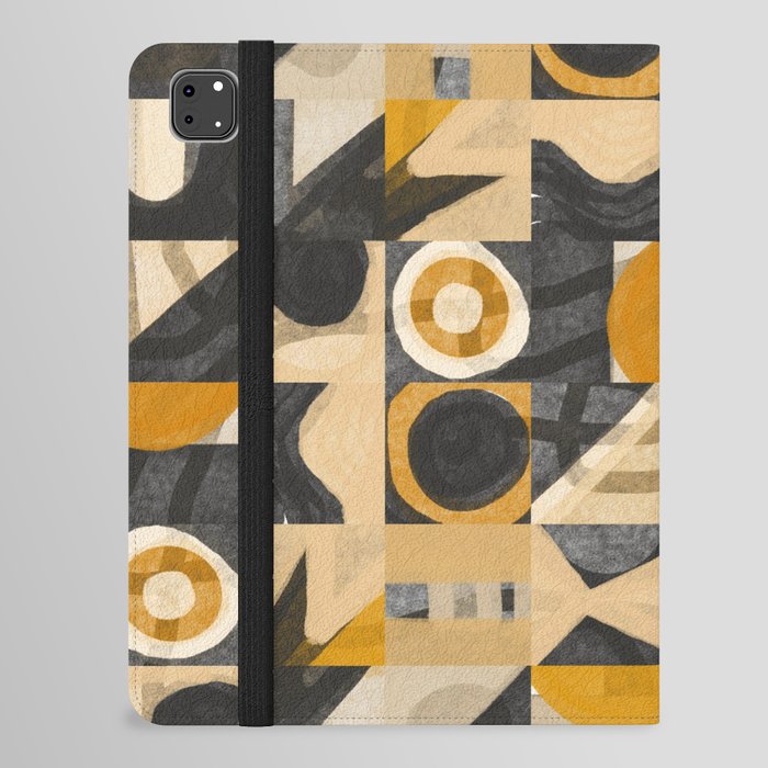 Yellow sand mid century grid pattern iPad Folio Case