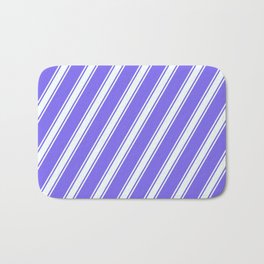 [ Thumbnail: Medium Slate Blue & Mint Cream Colored Lined Pattern Bath Mat ]