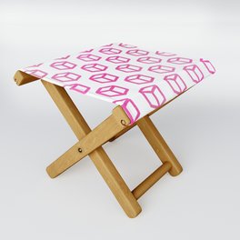 Abstract Hand Painted Magenta Pink Geometric Cubes Folding Stool