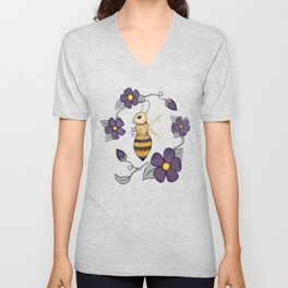Bee Blossoms V Neck T Shirt