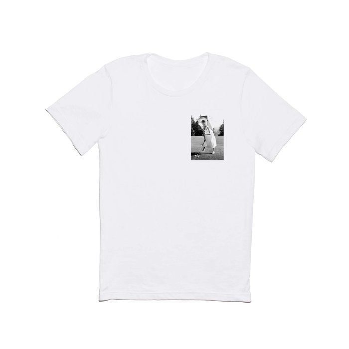 Audrey Hepburn Playing Golf, Black and White Vintage Art T Shirt