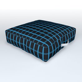 Small Ocean Blue on White Grid Pattern | Outdoor Floor Cushion