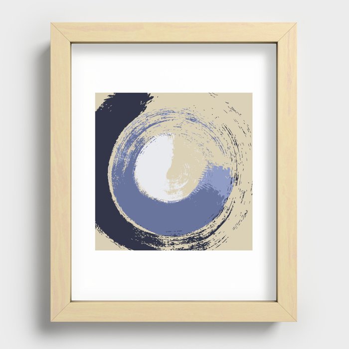 Bottle - Abstract Circle Colourful Swirl Art Design in Blue  Recessed Framed Print