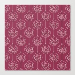 Plum and White Hanging Cactus Pattern Canvas Print