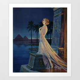 Melody of Ancient Egypt Art Deco romantic female figure by the River Nile painting by Henry Clive Art Print