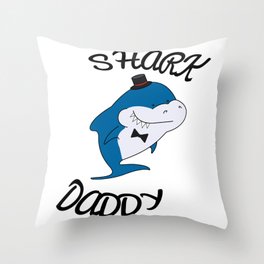 Blue Daddy shark for baby birthday party Throw Pillow