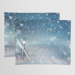 Snow Bokeh Blue Pattern Winter Snowing Abstract Placemat