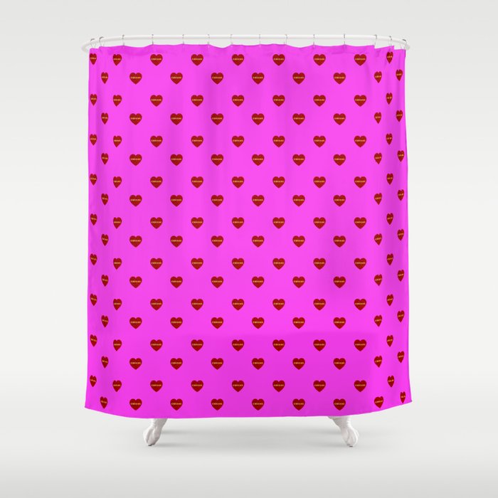 One True Love Cheese Heart Fuchsia Shower Curtain By Glitterghost