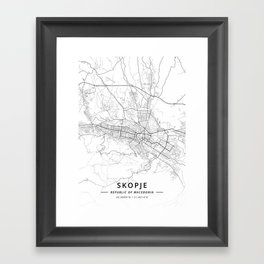 Skopje, Republic of Macedonia - Light Map Framed Art Print