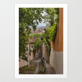 Steps in Old Town Lyon, France Art Print
