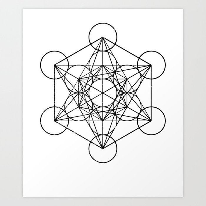 Sacred Geometry Metatrons Cube Psychedelic Vintage Yoga Goa design Art  Print by Aggressive Fashion | Society6