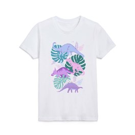 Jungle Dinosaur - Purple Kids T Shirt