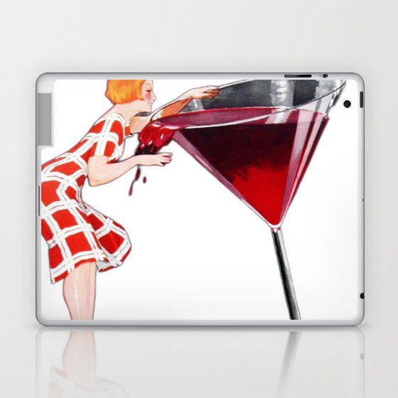 Woman Big Glass Cocktail Vintage Old Wine Laptop & iPad Skin