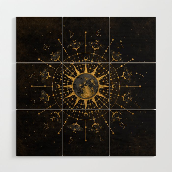 Steampunk Zodiac with Sun and Moon Wood Wall Art
