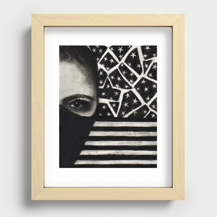 FILTERED JUSTICE  // Charcoal Portrait // 100% of artist proceeds DONATED to WOKE VOTE // Recessed Framed Print