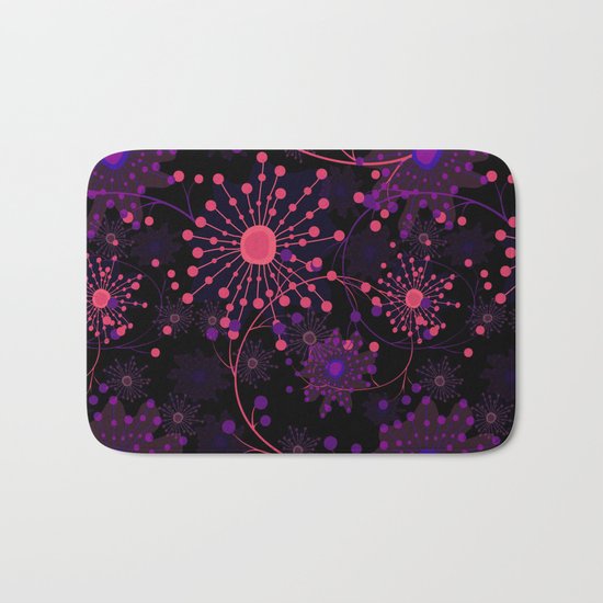 Pink fireworks . Abstract pattern . Bath Mat