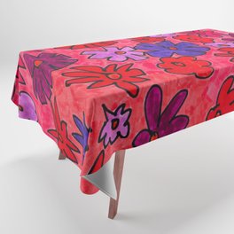 Abstract Coloured Flowers in Vivid Tablecloth
