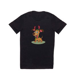 Puppy Dressed as Reindeer T Shirt | Vector, Puppy, Funnyreindeercartoon, Christmasgifts, Cutedogcostume, Reindeercostume, Graphicdesign, Christmascostume, Reindeercartoon, Illustration 