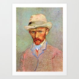 Van Gogh Self-Portrait with Gray 1887 lightened Art Print