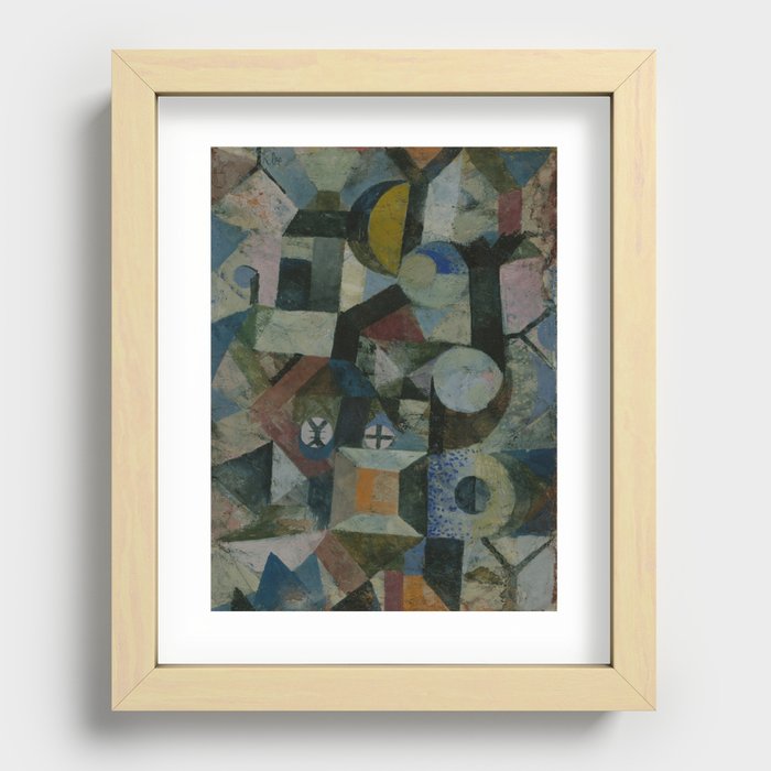 Composition with the Yellow Half-Moon and the Y Abstract pattern "painting · modern · abstract art " Paul Klee Recessed Framed Print