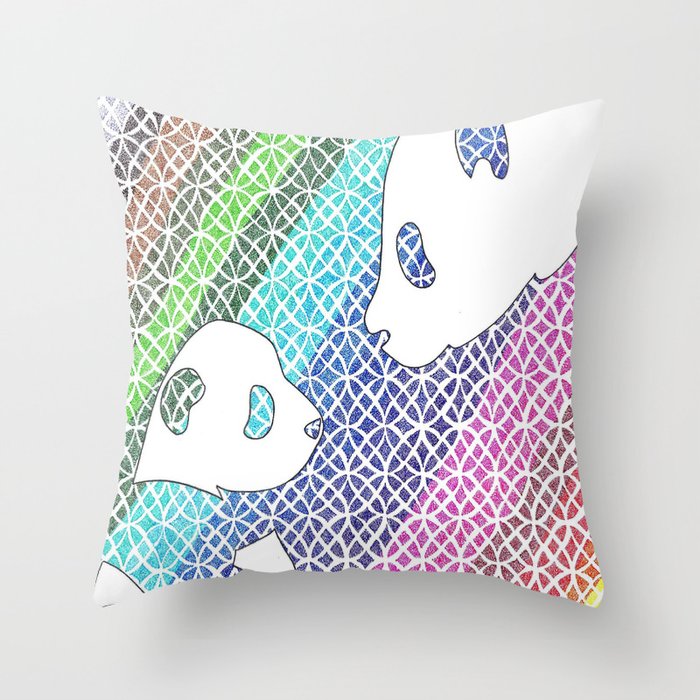 colourful pandas  Throw Pillow
