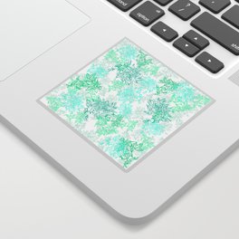 Turquoise and grey passionflower layered pattern Sticker