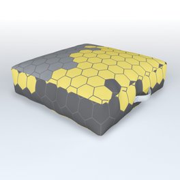 Honeycomb Gray Grey Yellow Hive Outdoor Floor Cushion
