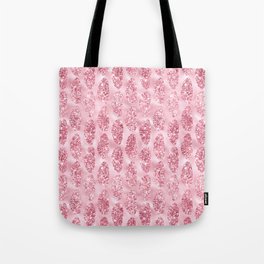 Pink Glitter Tropical Palm Leaves Pattern Tote Bag