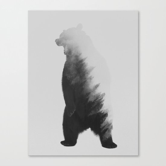 Roaring Bear (black & white version) Canvas Print