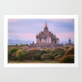 Buddhist Temple Rises Above the Fields of Bagan Fine Art Print Art Print