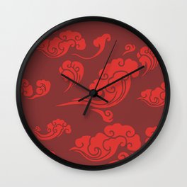 Cloud Swirls - Red Wall Clock