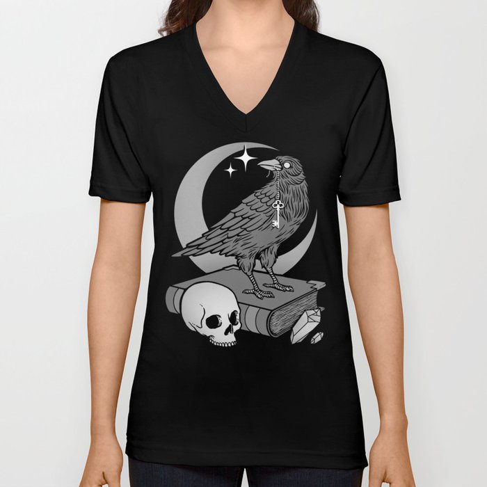Occult Crow V Neck T Shirt
