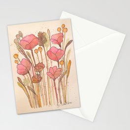 Pink Flowers Stationery Card