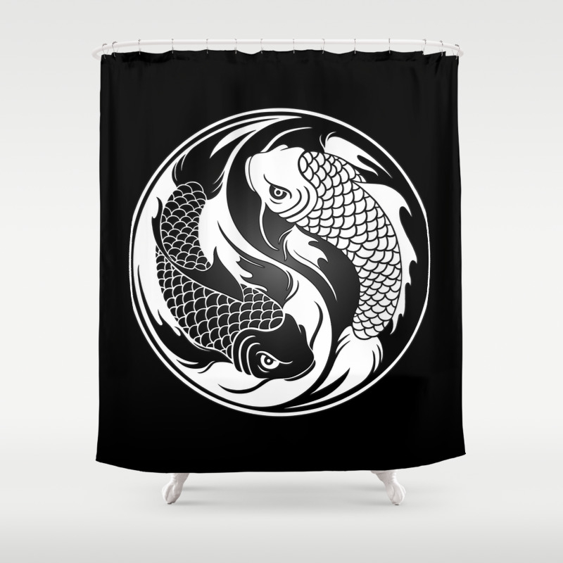 White And Black Yin Yang Koi Fish Shower Curtain By Jeffbartels