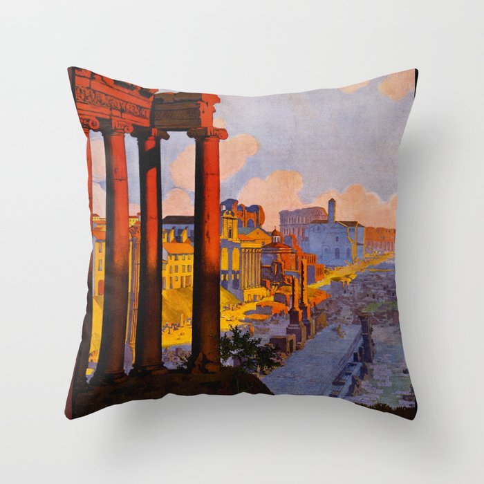 Vintage Rome Italy Travel Throw Pillow