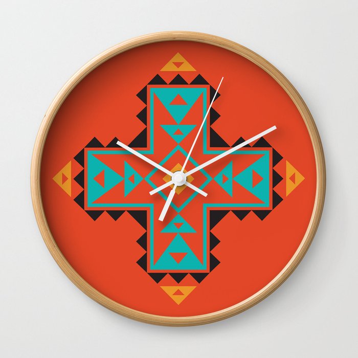 Native American Indian Tribal Cross Shape Wall Clock